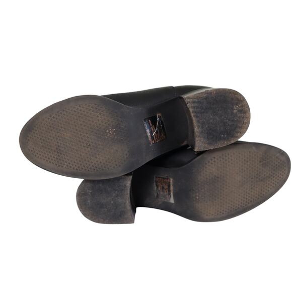 Steve Madden Womens Erika Bootie Size 8 Black Leather Stretchy Sock Stacked Heel - Picture 9 of 12